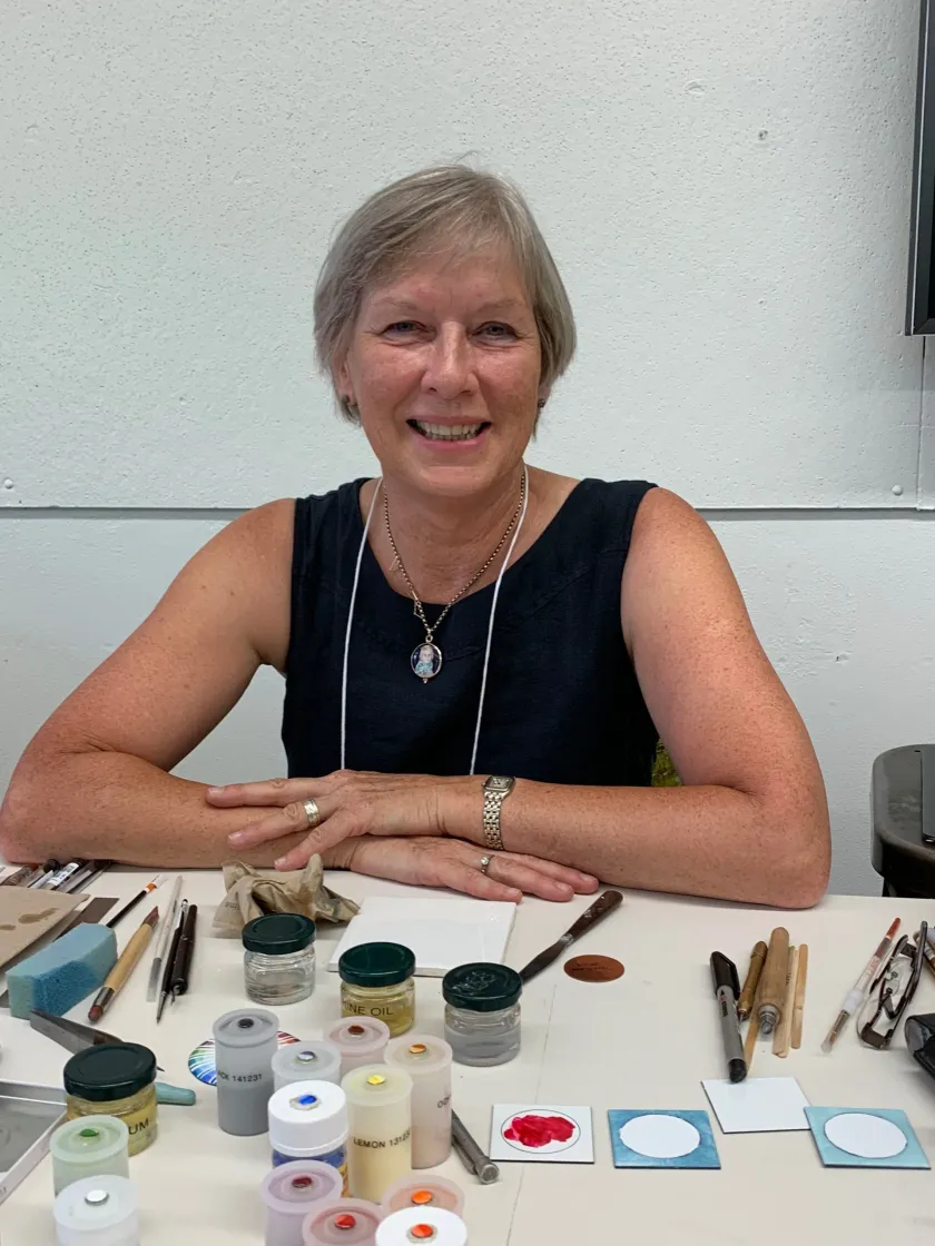 Gillie Hoyte Byrom at her workbench
