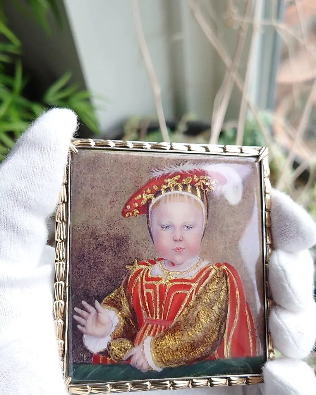 Edward, Prince of Wales (after Holbein the Younger, c1538) — 18ct gold, 58 x 70 mm