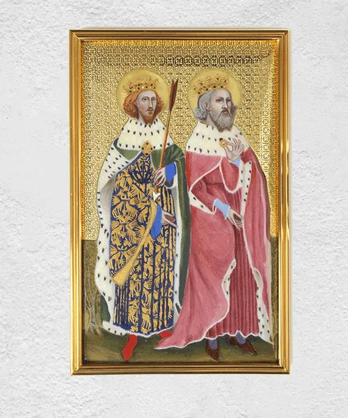 The Two Saintly Kings (after the Wilton Diptych, National Gallery) — 18ct gold